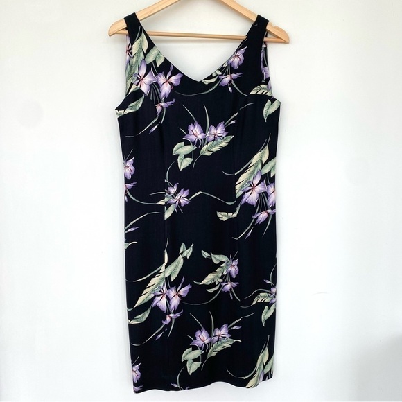 Tommy Bahama fitted sleeveless midi dress, v-neck, floral print, 💯 silk - Picture 2 of 12